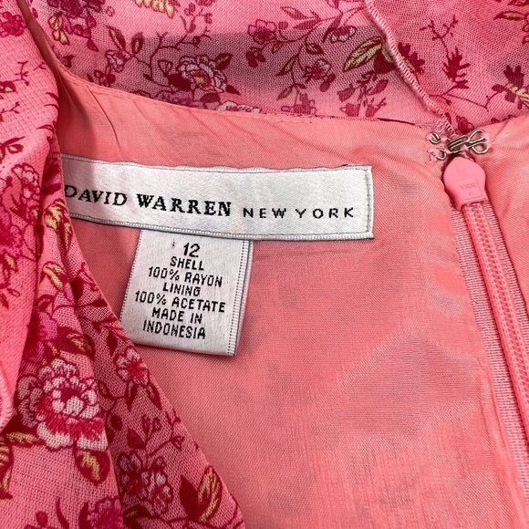 David Warren NY Ditsy Floral Ruffles Long Maxi Dress Ruffles Size 12 Dusty Rose - Picture 9 of 16